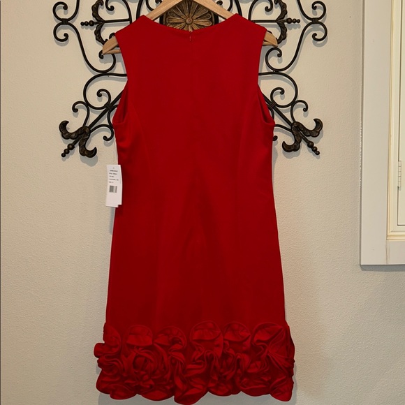 DONNA RICCO RED RUFFLE FITTED DRESS RED NWT SIZE 10 - Picture 6 of 8